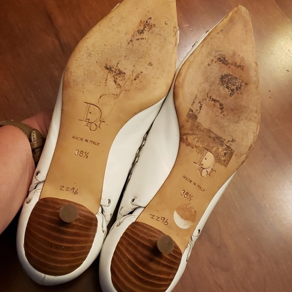 Dior Rare LU 12 Laces & Grommets White Leather Kitten Heels 38.5 - 8 Unique Euro - Picture 13 of 16